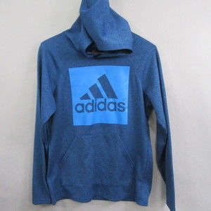 Adidas Mens Pullover Hoodie S Blue Fleece Hooded Pocket Graphic Print
